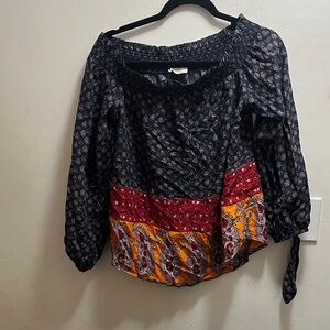 beachlunchlounge Black and Red Paisley Blouse